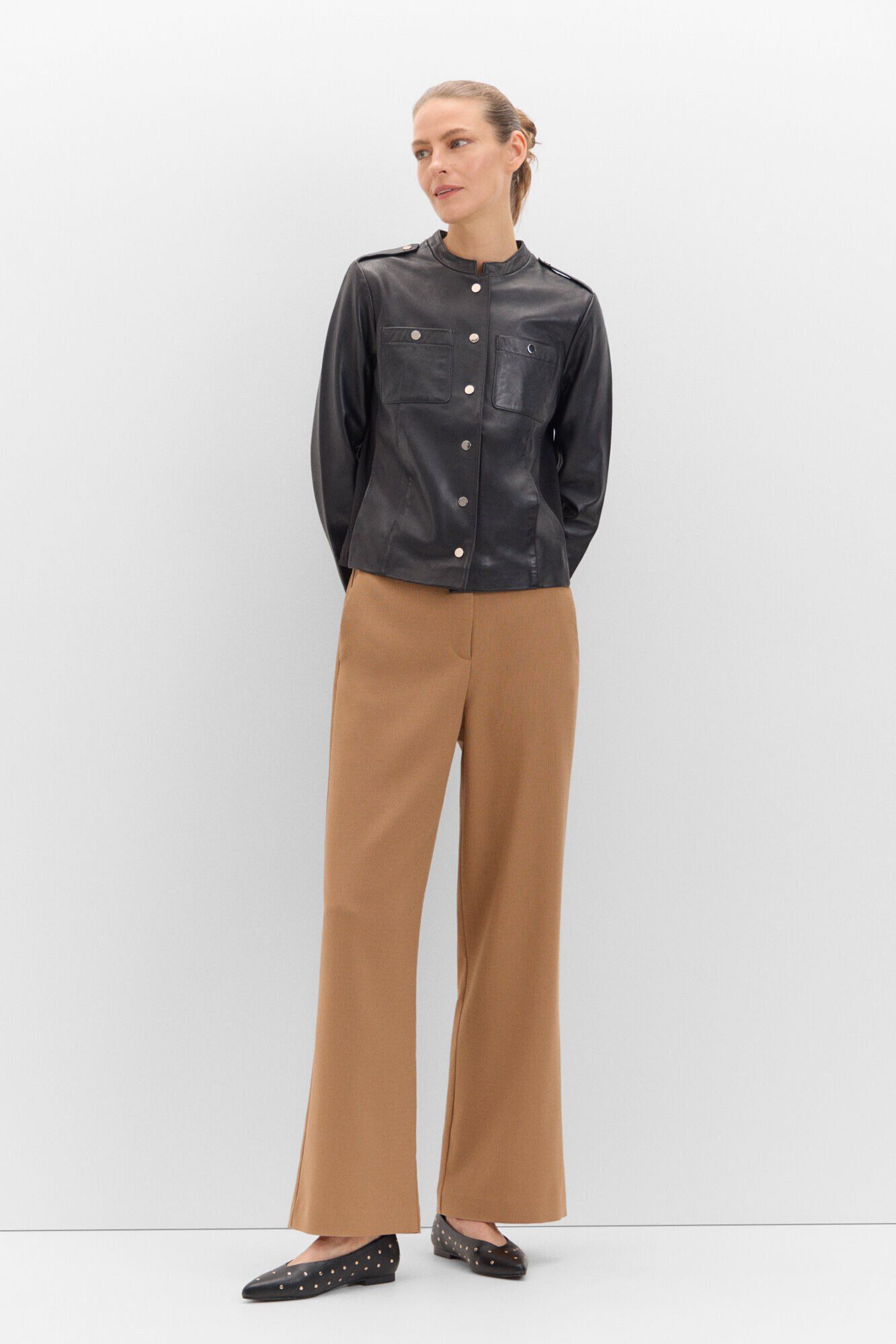 Cortefiel Cazadora de piel confort Negro