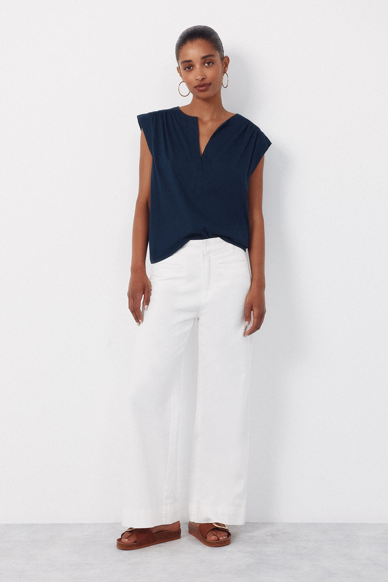 Cortefiel Embroidered back yoke t-shirt Navy