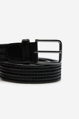 Cortefiel Elastic braided belt Black