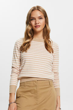 Cortefiel Chunky polka-dot knit jumper with cotton Printed beige