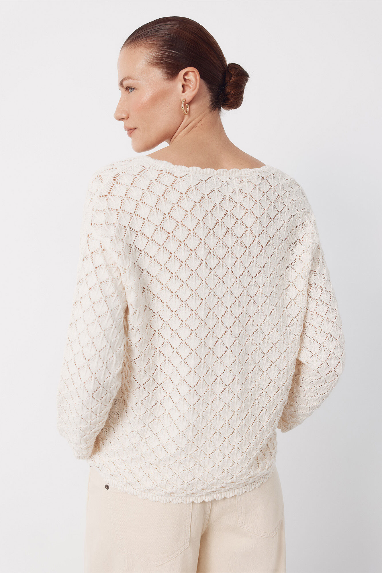 Cortefiel Jersey calados botones Marfil