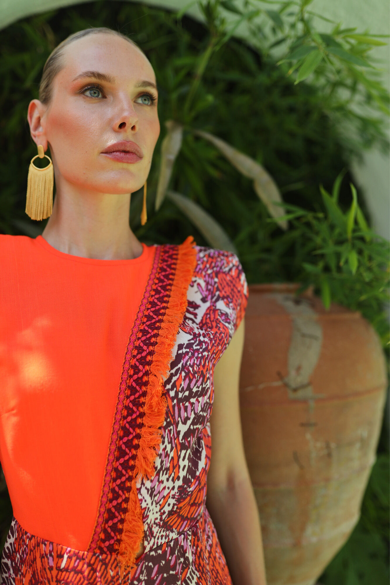 Panambi Two-tone linen jumpsuit Orange