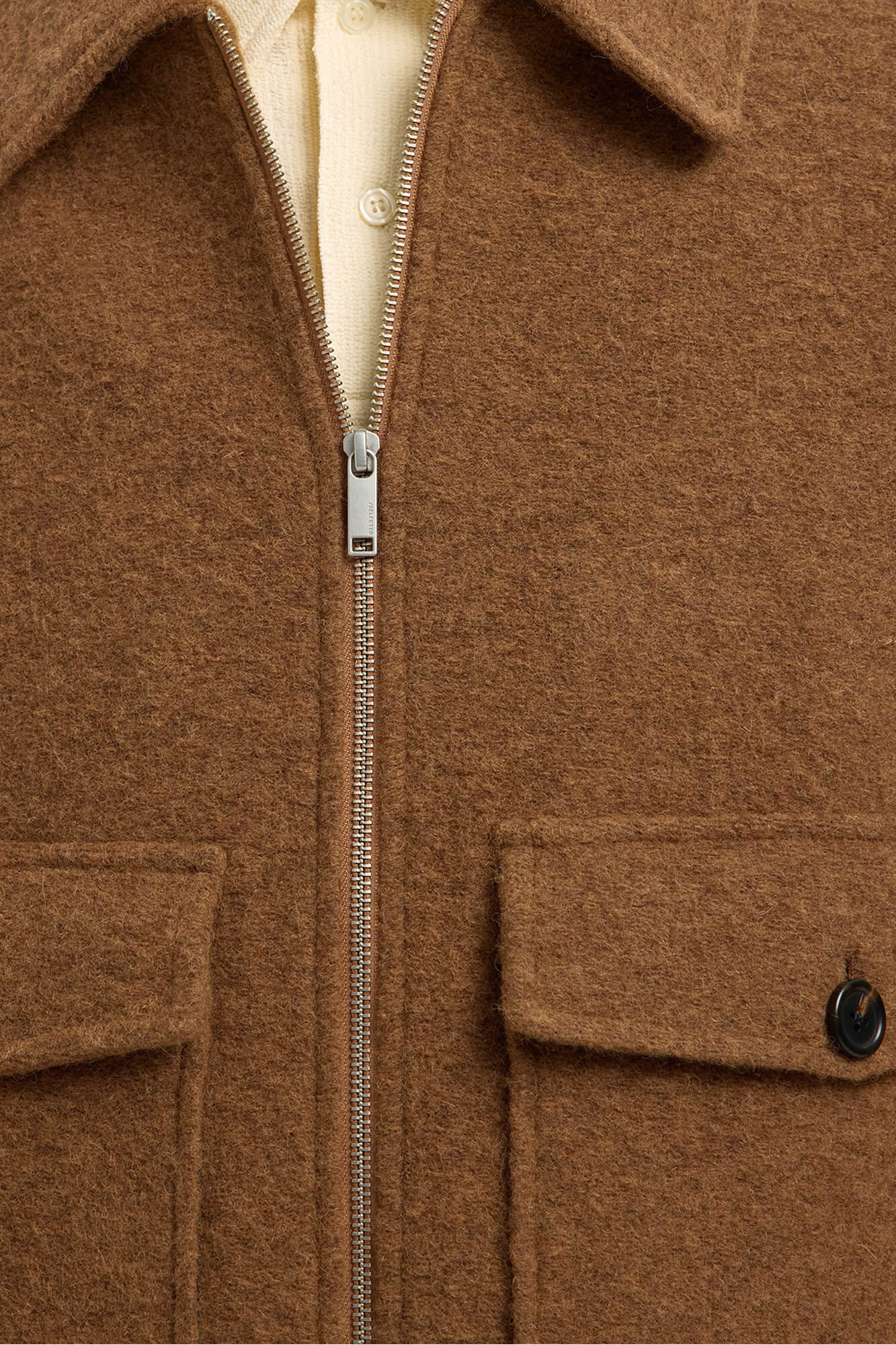 Selected Blus&atilde;o curta de l&atilde; com fecho-&eacute;clair