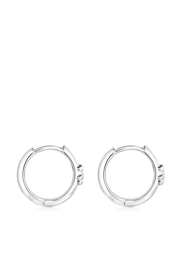 Cortefiel Basics silver bear hoop earrings Grey