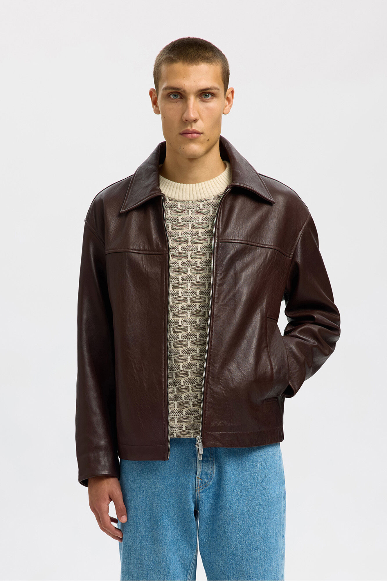 Selected 100% leather jacket Brown