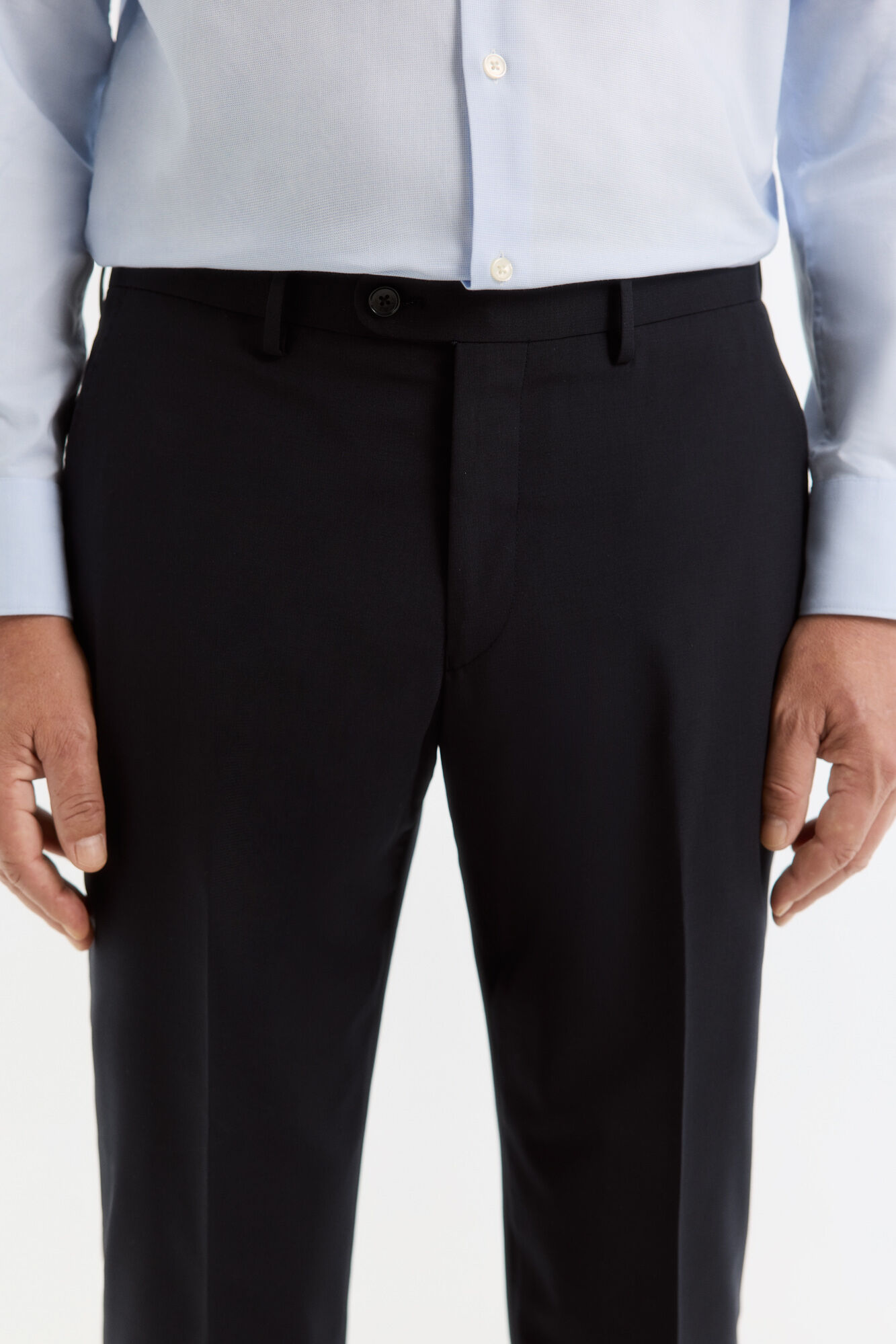 Cortefiel Navy smart fabric plaid slim trousers Navy