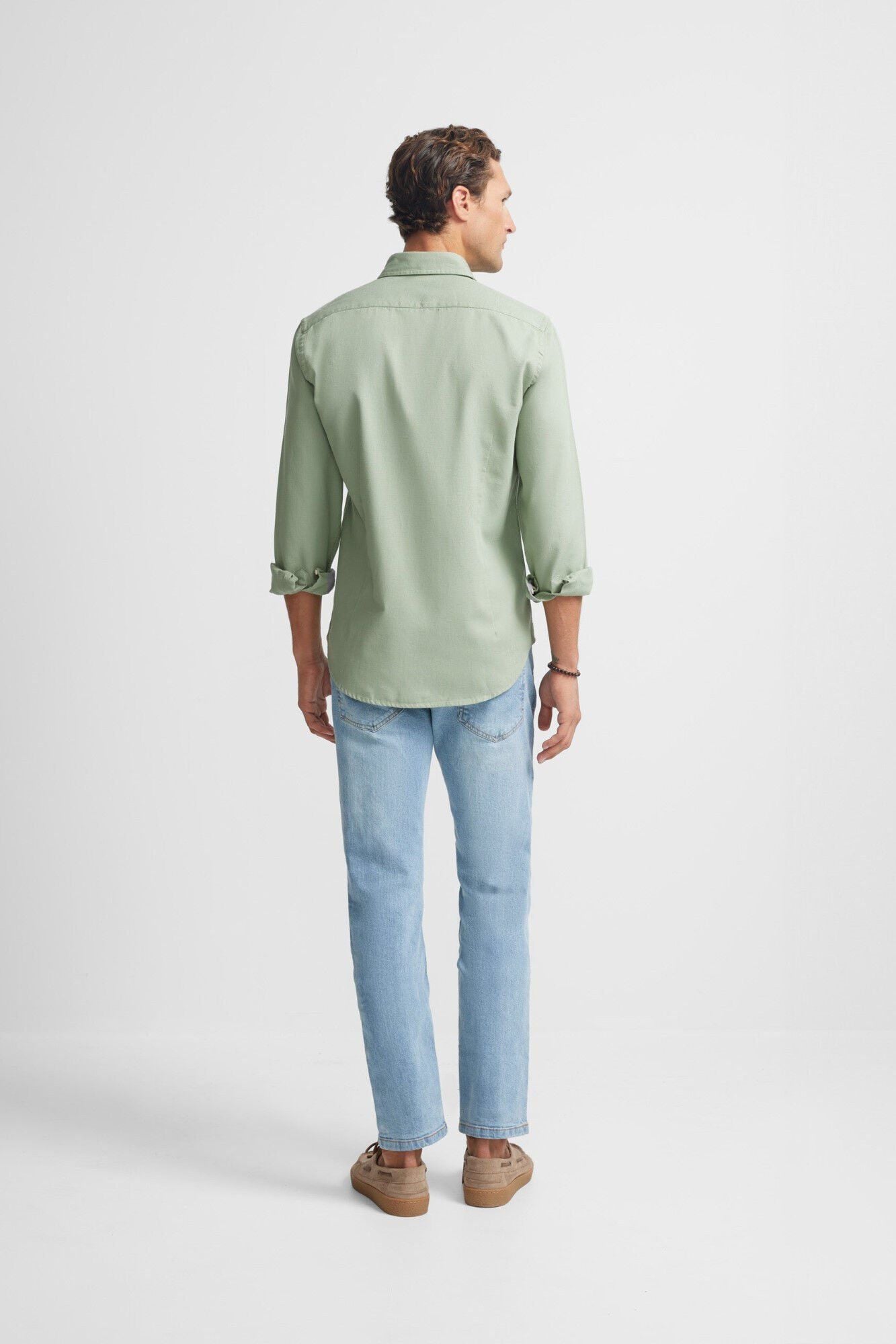 Silbon Plain micropique sport shirt Green