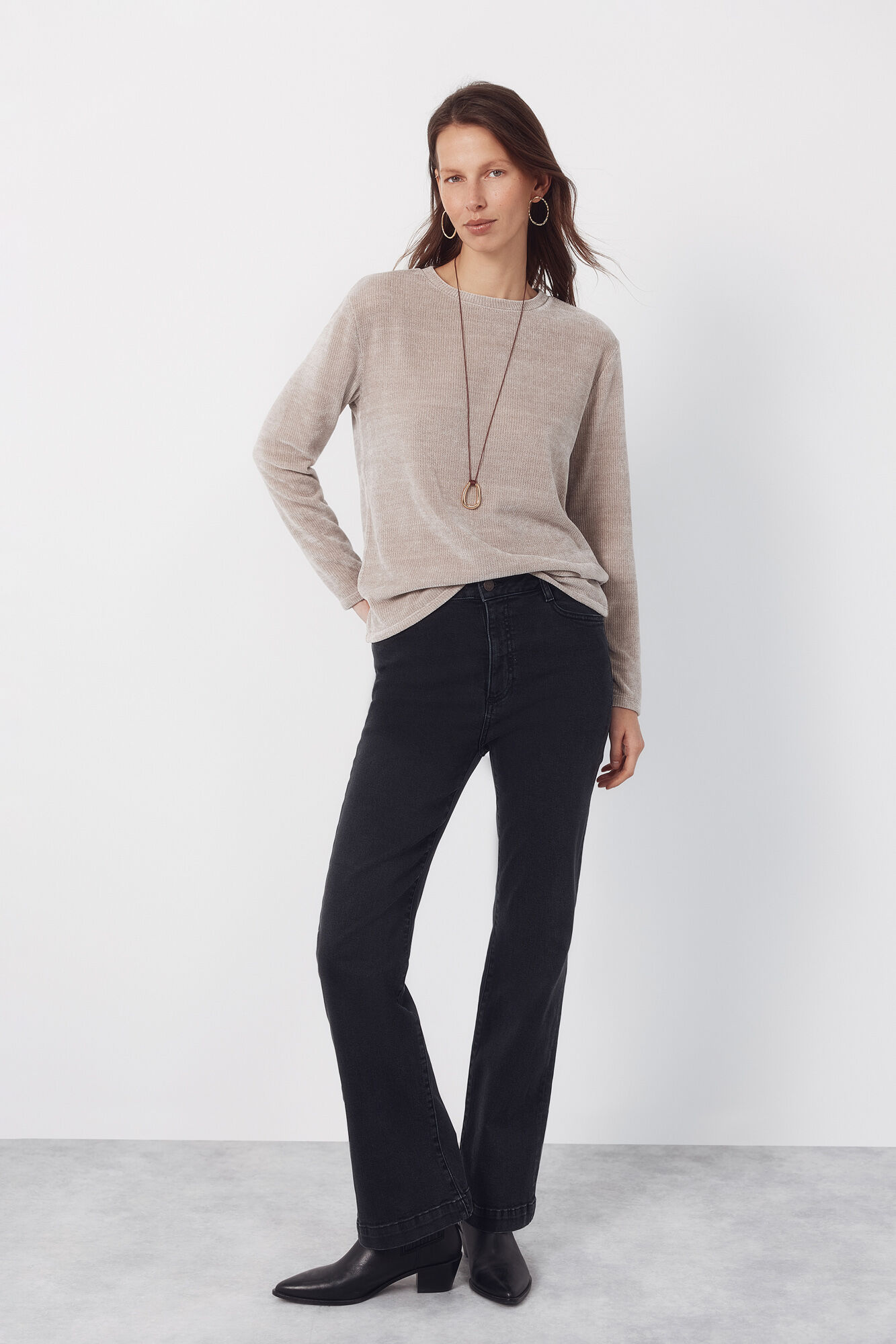 Cortefiel Chenille t-shirt Beige