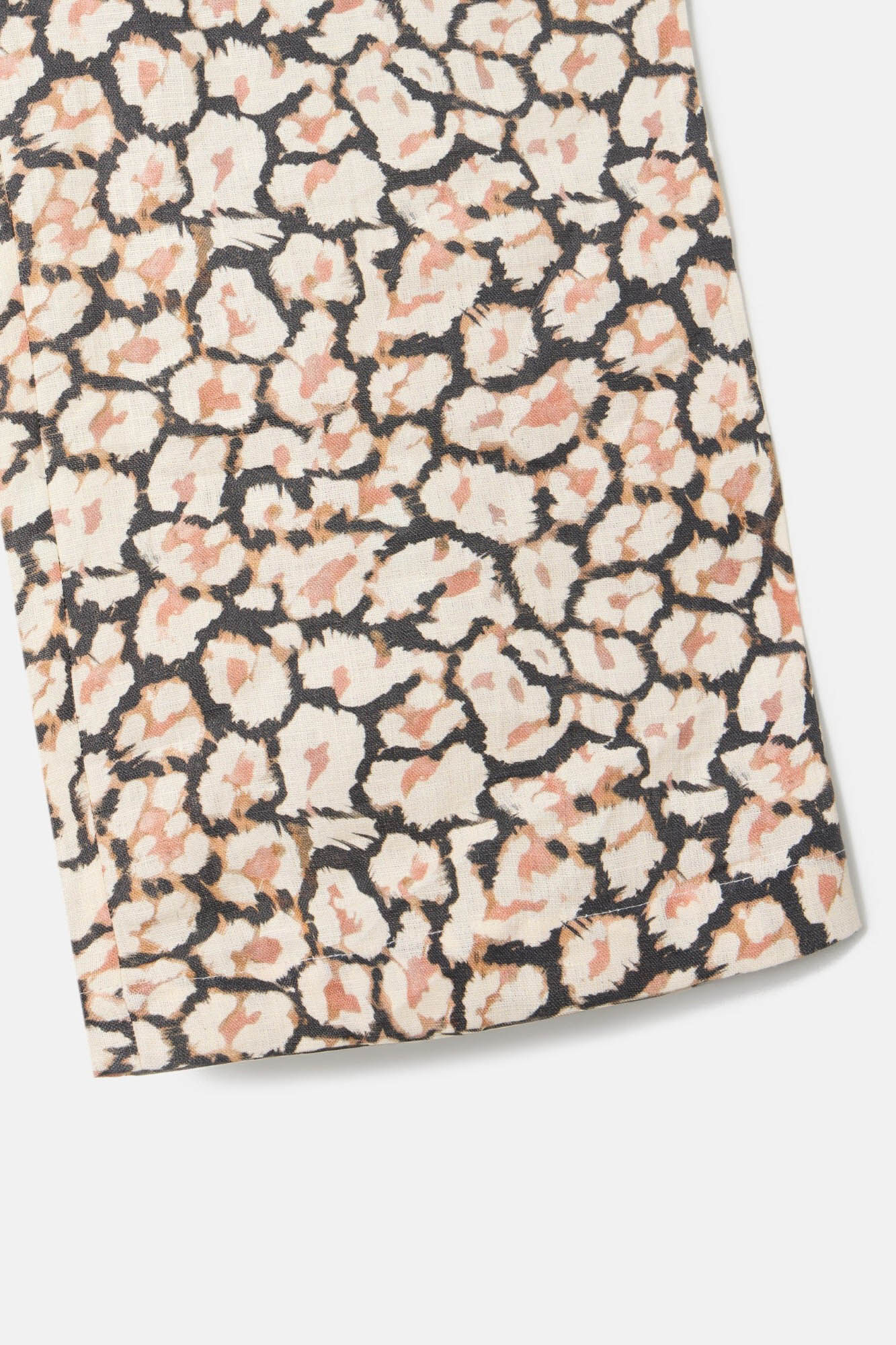 Silbon Cal&ccedil;as de linho com pregas animal estampado Castanho