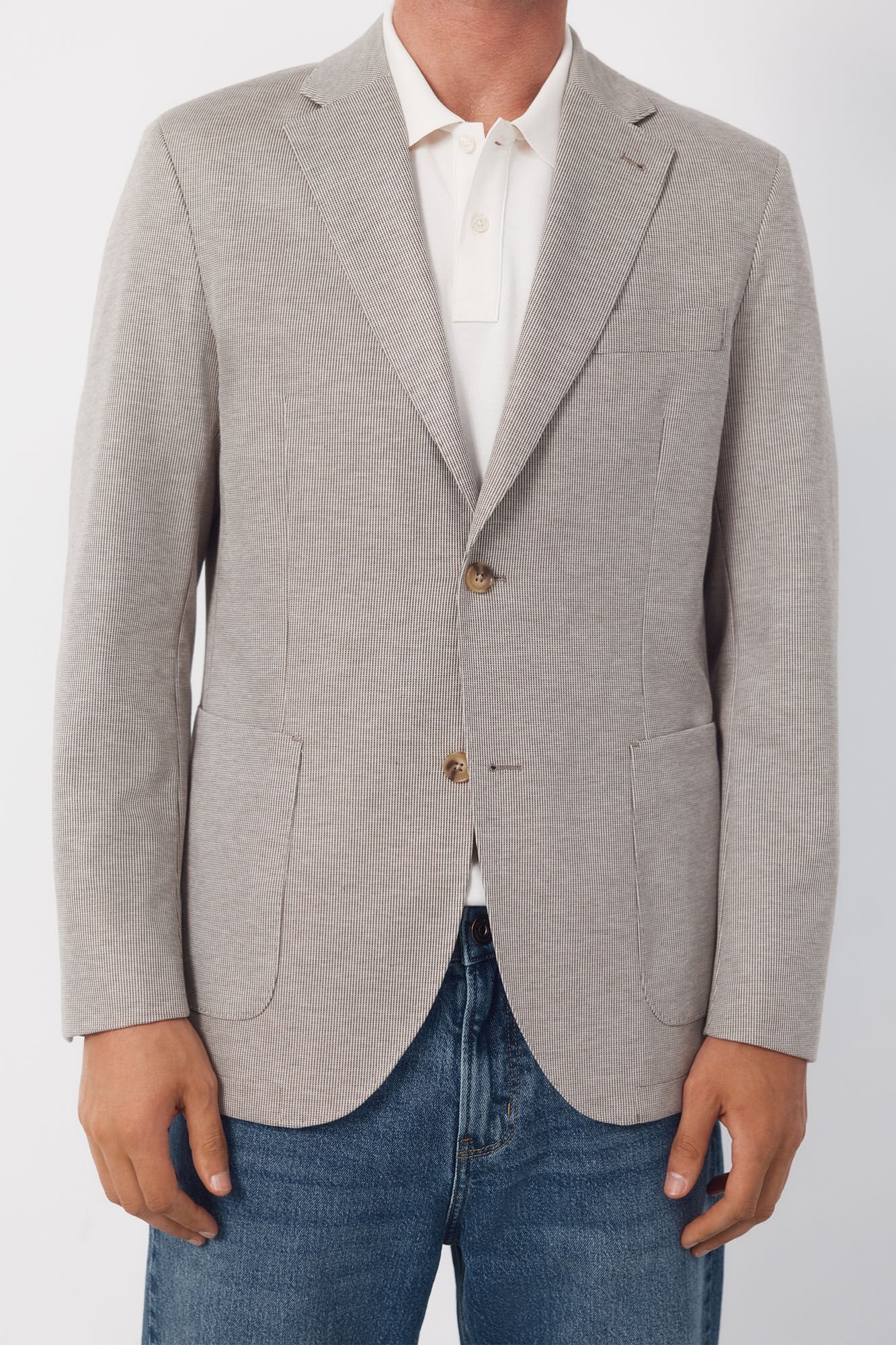Cortefiel Blazer jersey-knit structure Beige