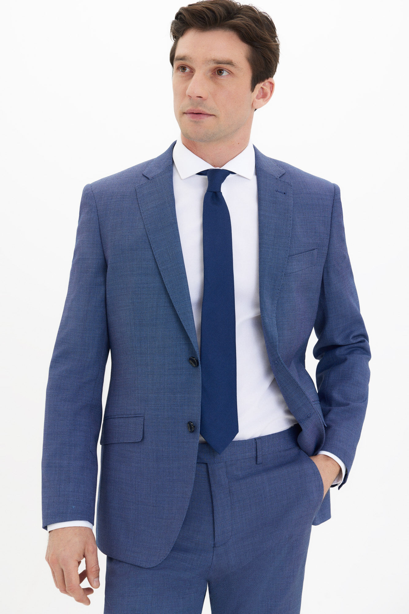 Cortefiel Coolmax&reg; birdseye weave blazer Blue
