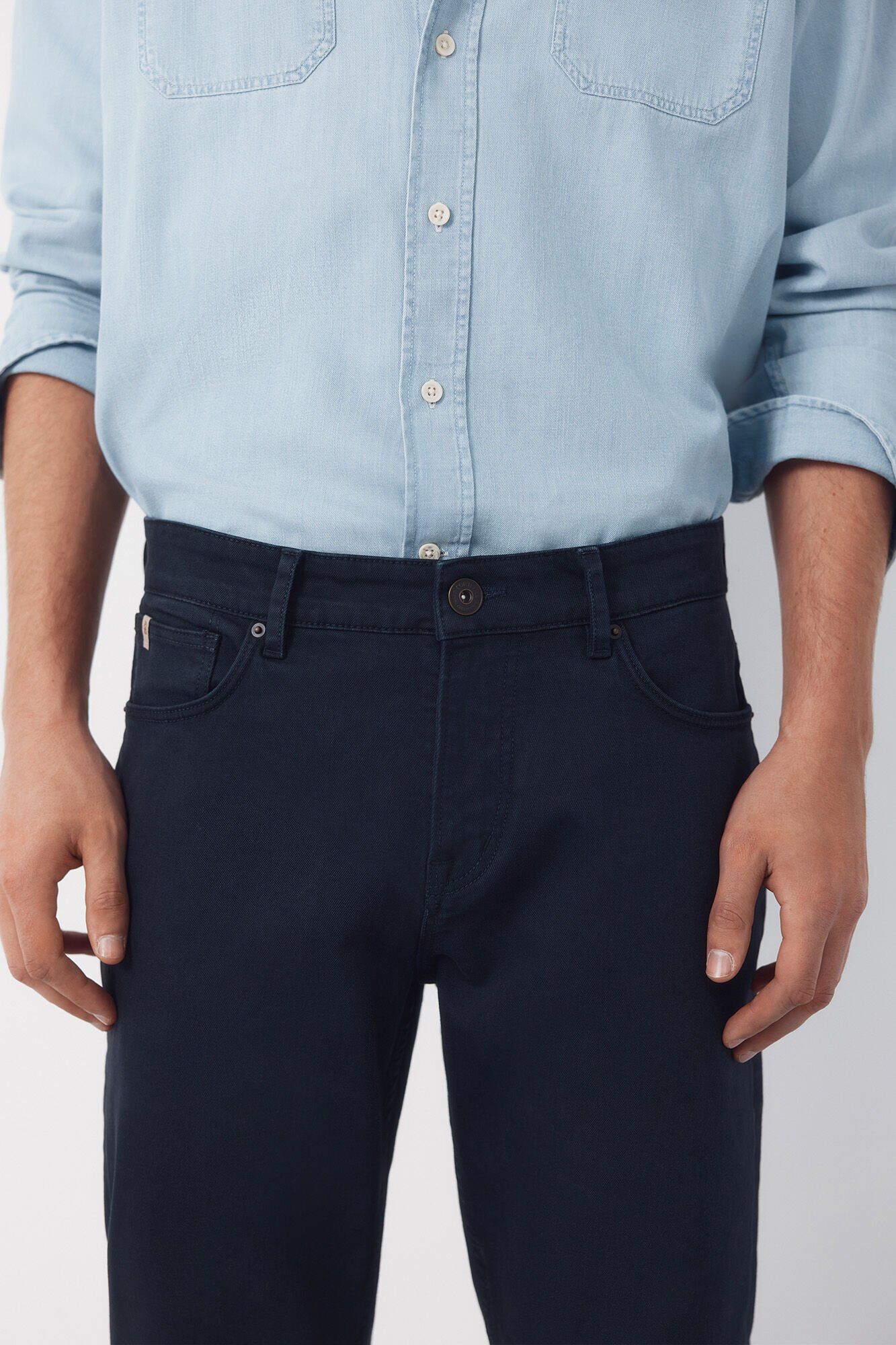 Cortefiel 5-pocket regular fit coloured trousers Navy