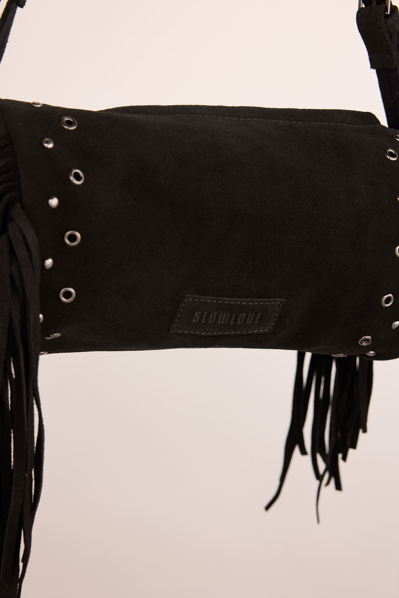 Slowlove Bolsa de barril com franjas Preto