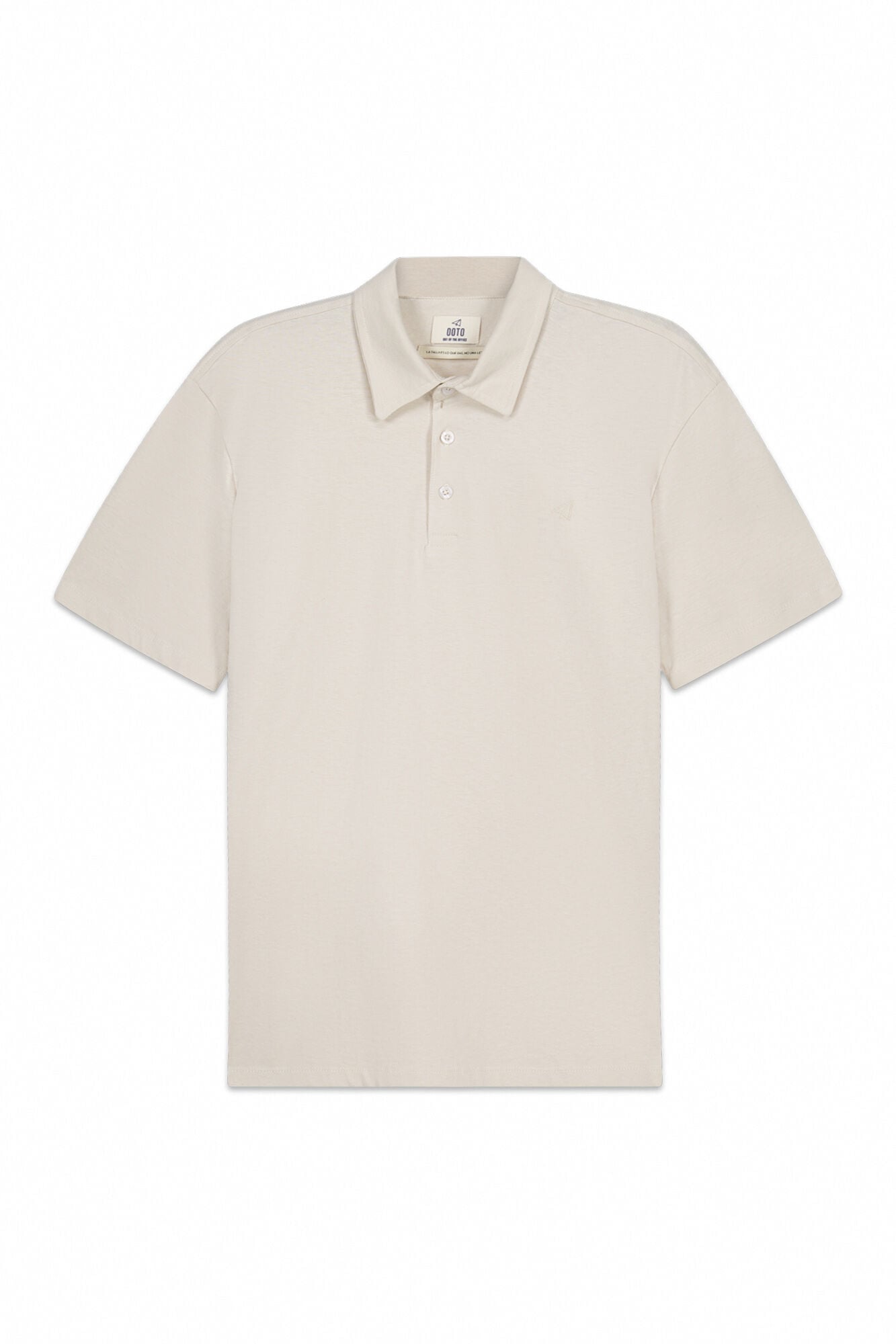 OOTO Cotton linen embroidered plane polo shirt