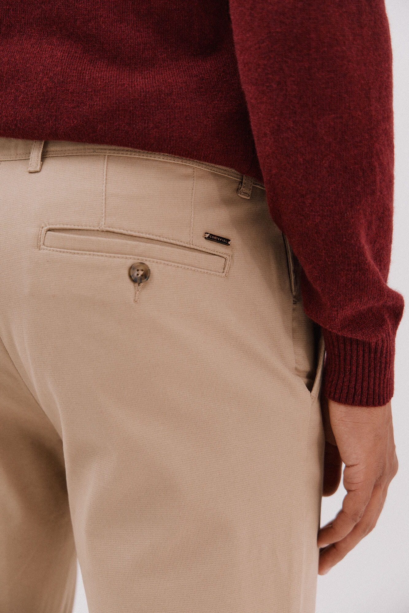 Cortefiel Slim-fit print chinos pants Beige