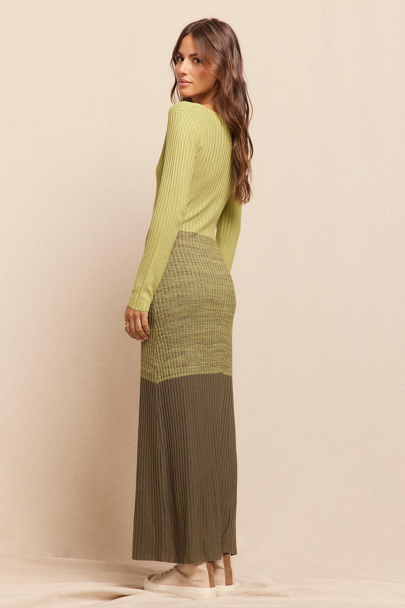 Slowlove Vestido punto canal&eacute; degradado Verde