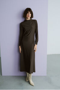 Cortefiel Long dress with gold buttons