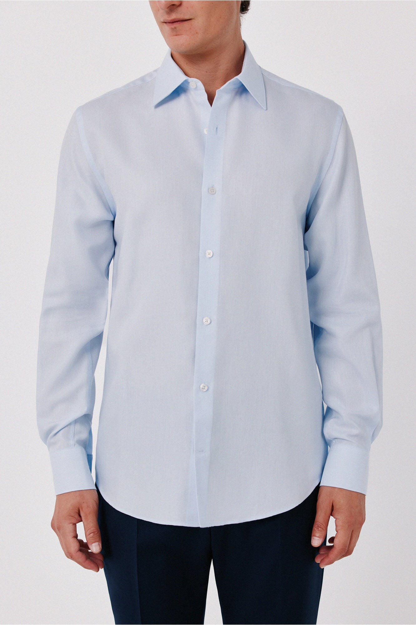 Cortefiel Striped cotton Tencel dress shirt Blue