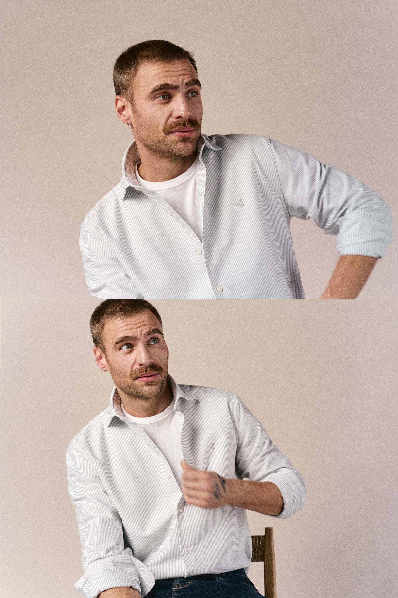 OOTO Camisa oxford manga comprida &agrave;s riscas candela Verde