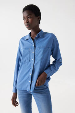 Cortefiel Regular fit lightdenim shirt Blue