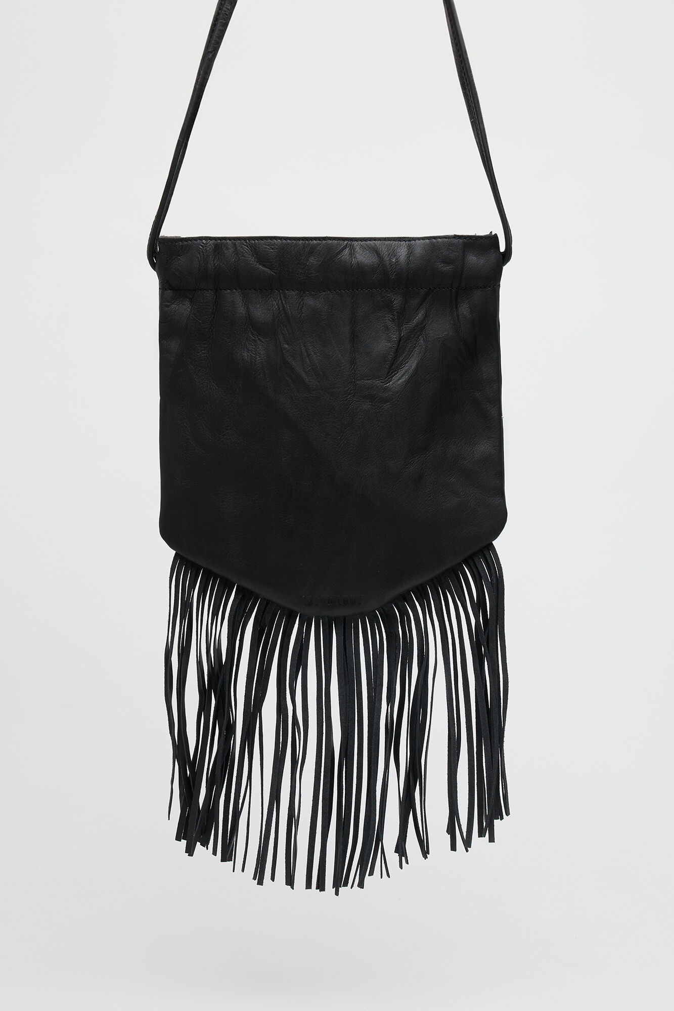 Slowlove Fringed bucket bag Black