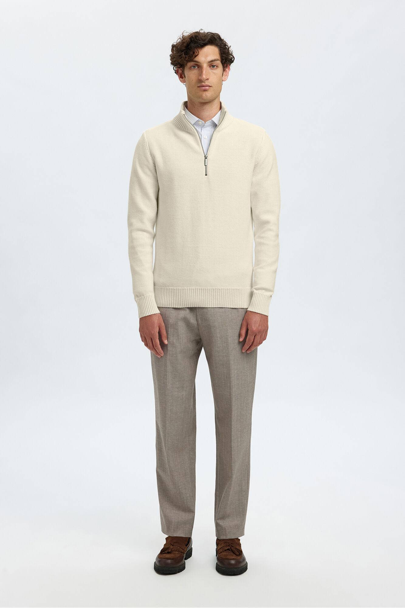 Selected Jersey estructura media cremallera 100% algod&oacute;n org&aacute;nico.