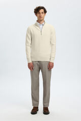 Selected Camisola estruturada 100% algod&atilde;o org&acirc;nico com meia fecho-&eacute;clair . Tostado