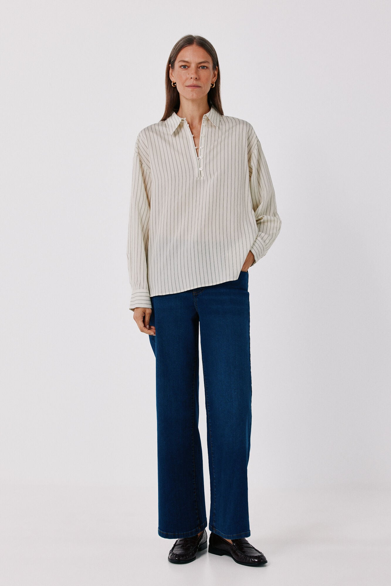Cortefiel Camisa de riscas fluida