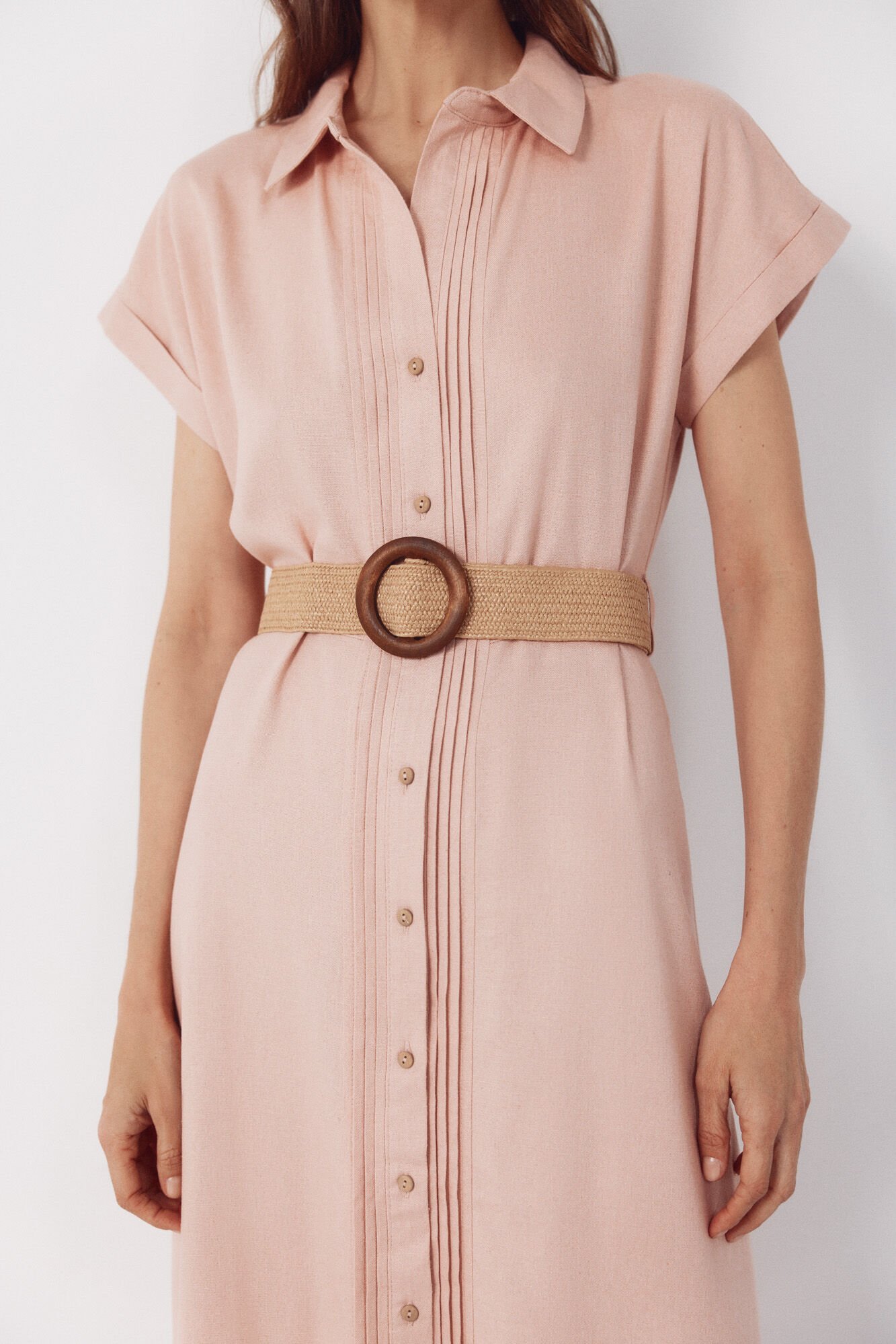 Cortefiel Linen trousers Pink