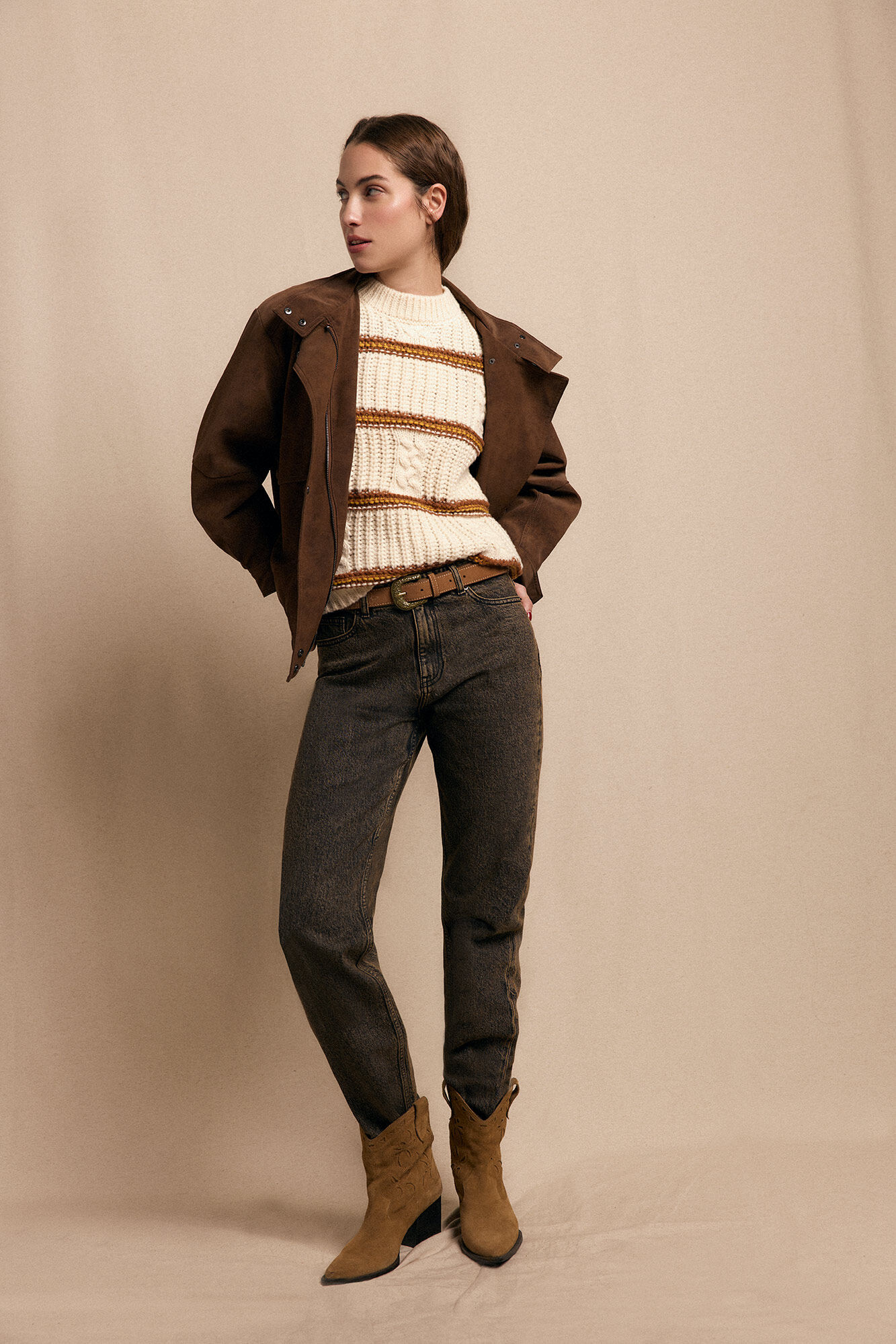 Slowlove Su&eacute;ter malha de malha perolada Ecru