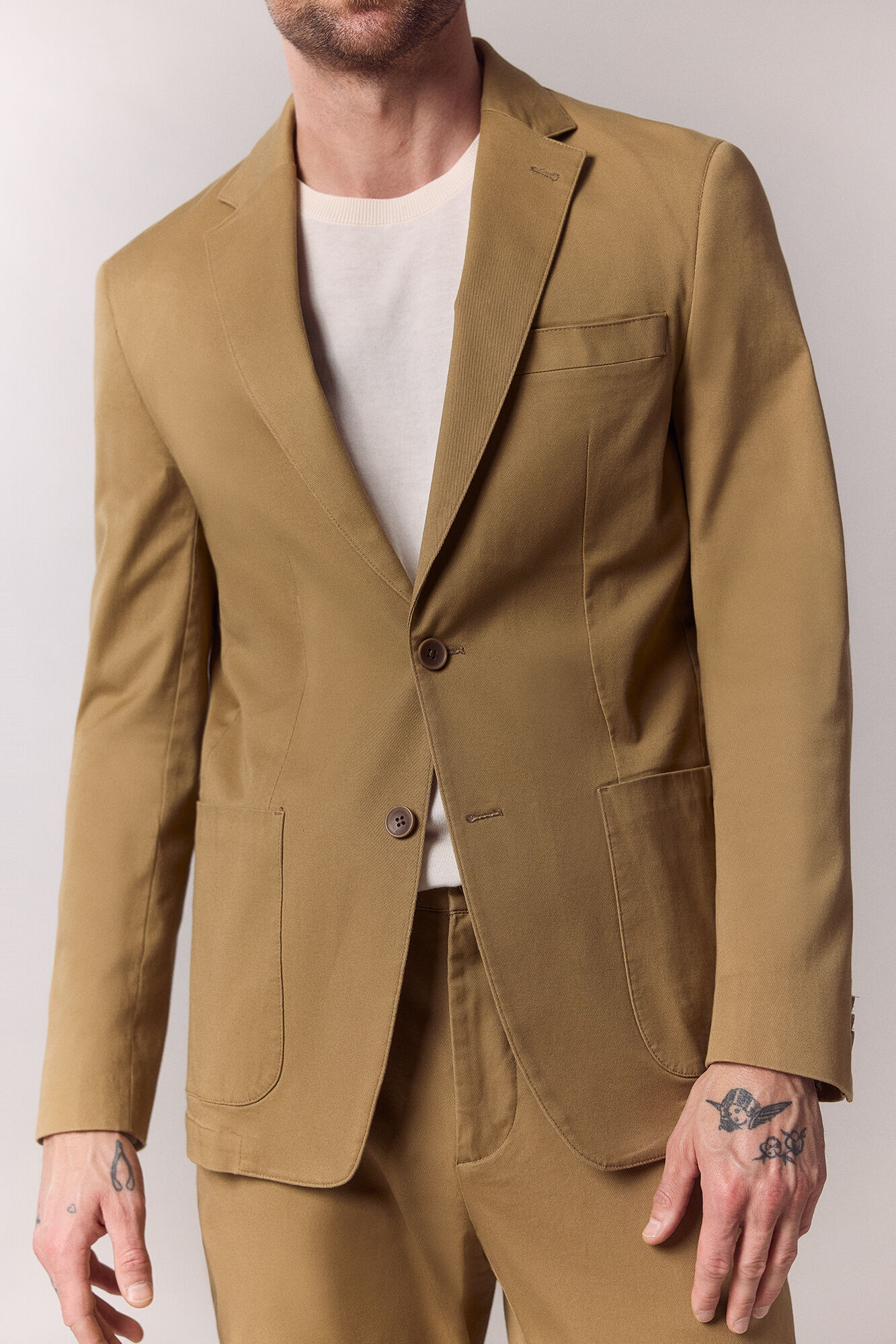 OOTO Blazer coordenado em algod&atilde;o Castanho