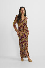 Silbon Vestido longo com fenda estampado em cashmere Granada