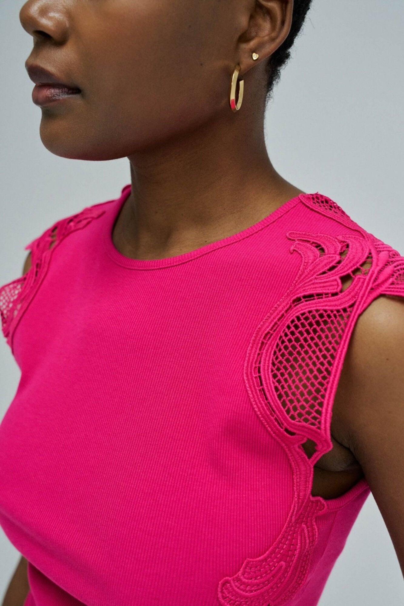 Salsa Jeans Top with lace shoulders