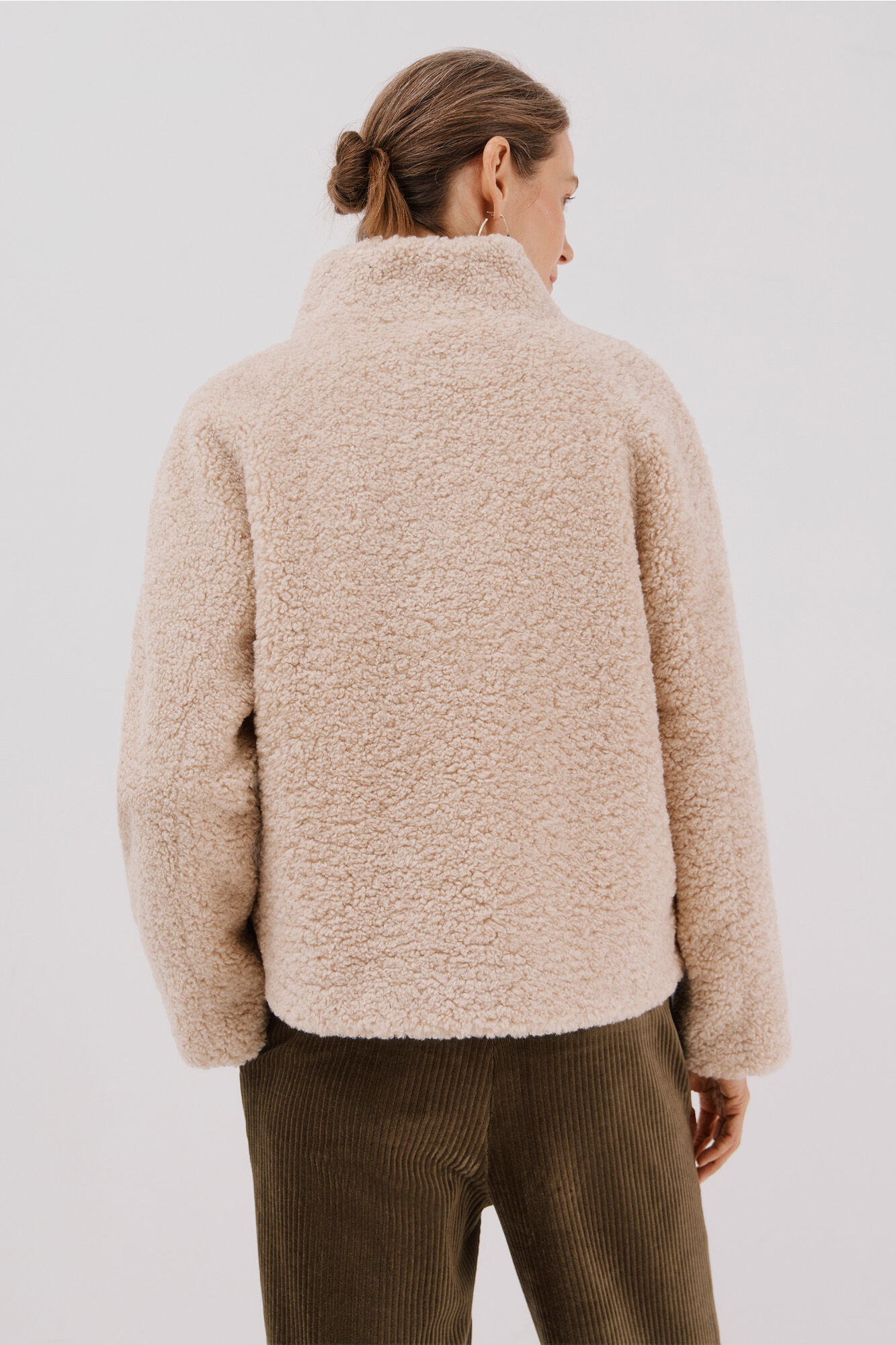 Cortefiel Raw fur effect jacket Beige