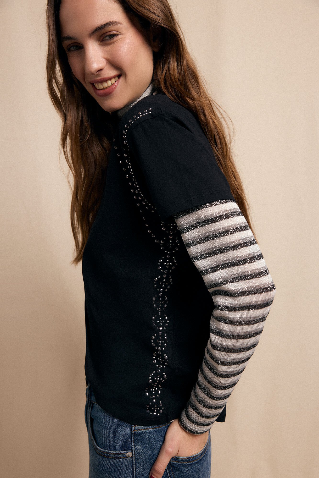 Slowlove Camiseta tachas Negro