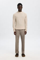 Selected Camisola de gola falsa 100% l&atilde; merino. Tostado