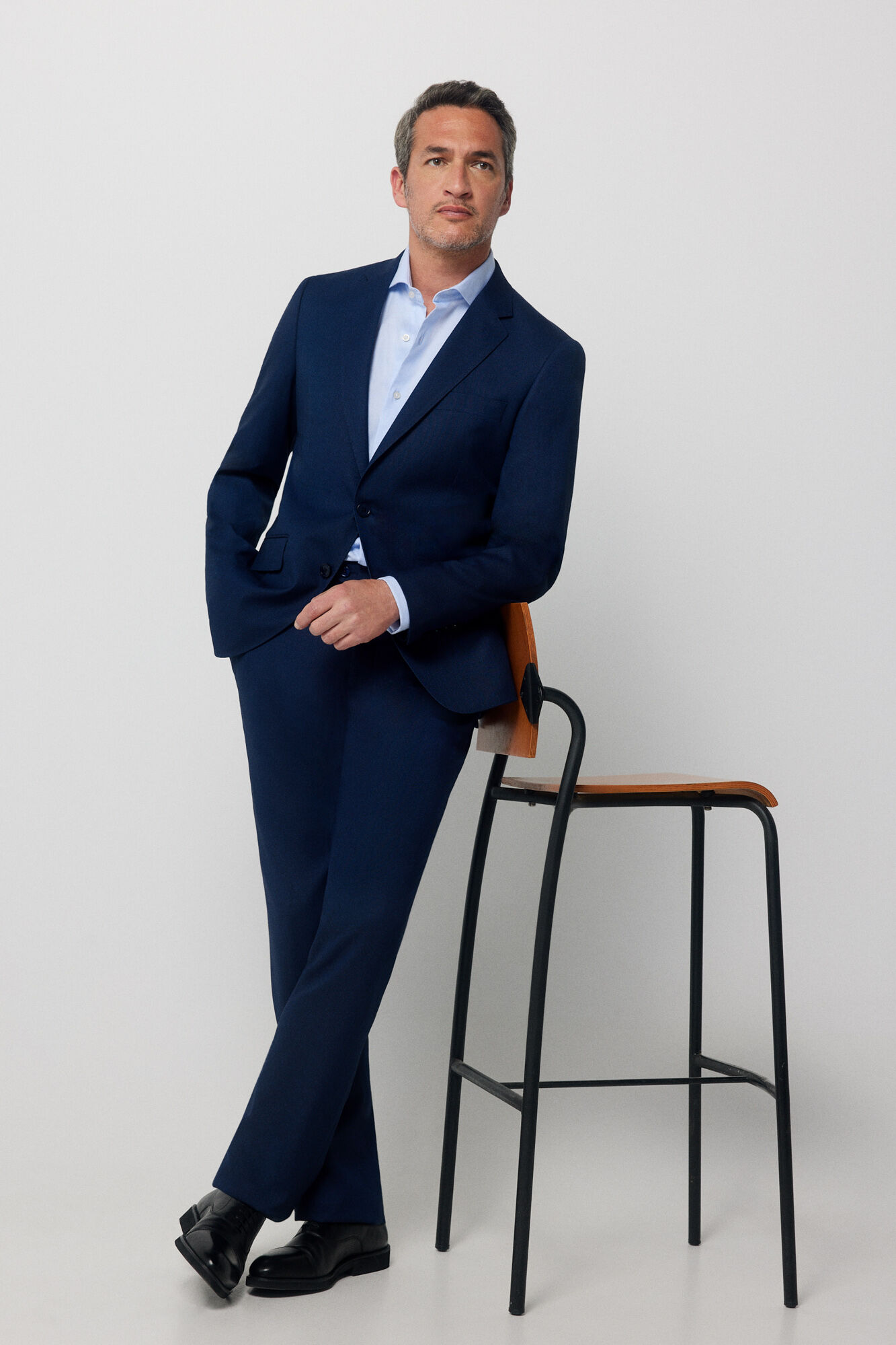 Cortefiel Birdseye weave suit blazer series XXI Blue