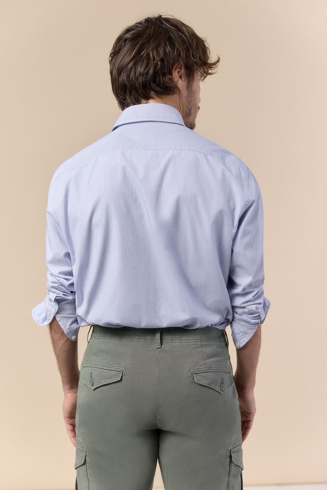 OOTO Camisa rayas popel&iacute;n manga larga Azul