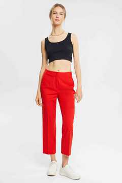 Cortefiel High waist trousers with viscose Red
