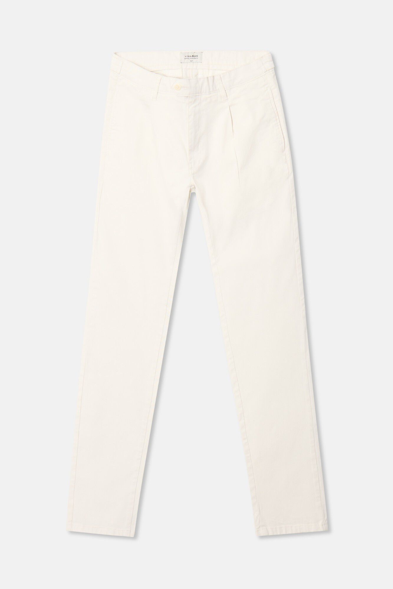 Silbon Cal&ccedil;a esporte cal&ccedil;as chino plissada Ecru
