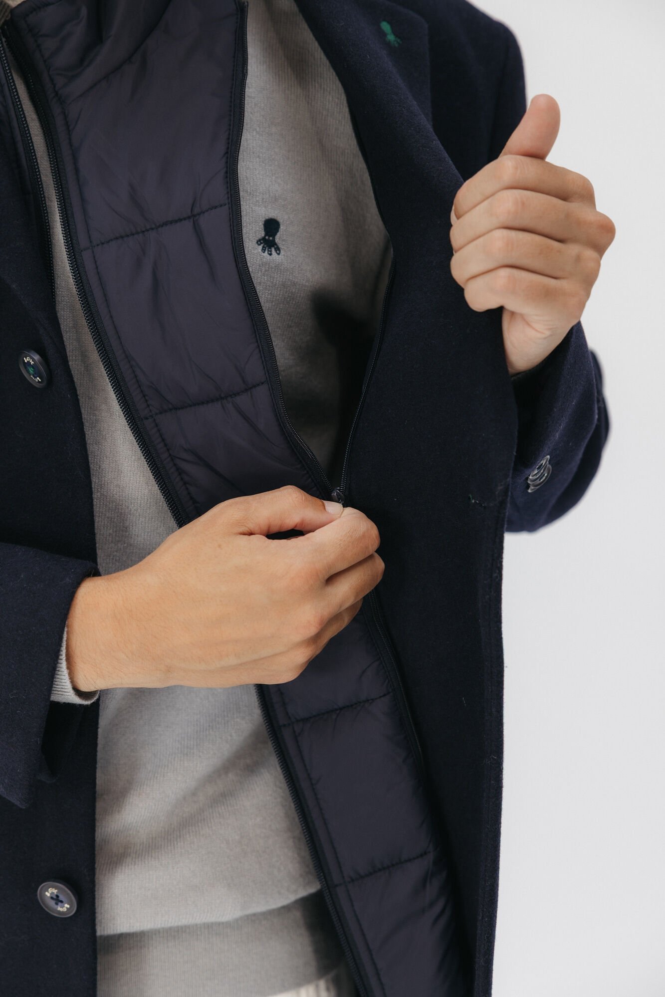 elPulpo Coat with detachable cloth breast Navy
