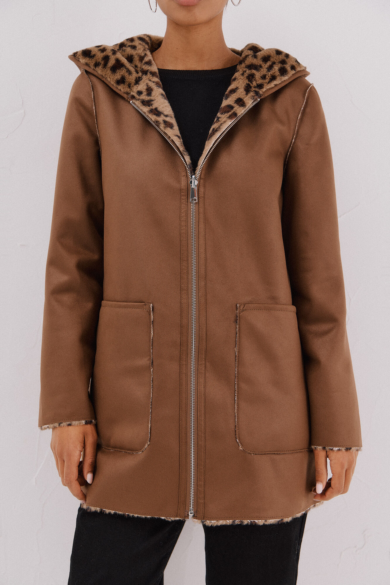 Cortefiel reversible double-sided effect coat Dark brown