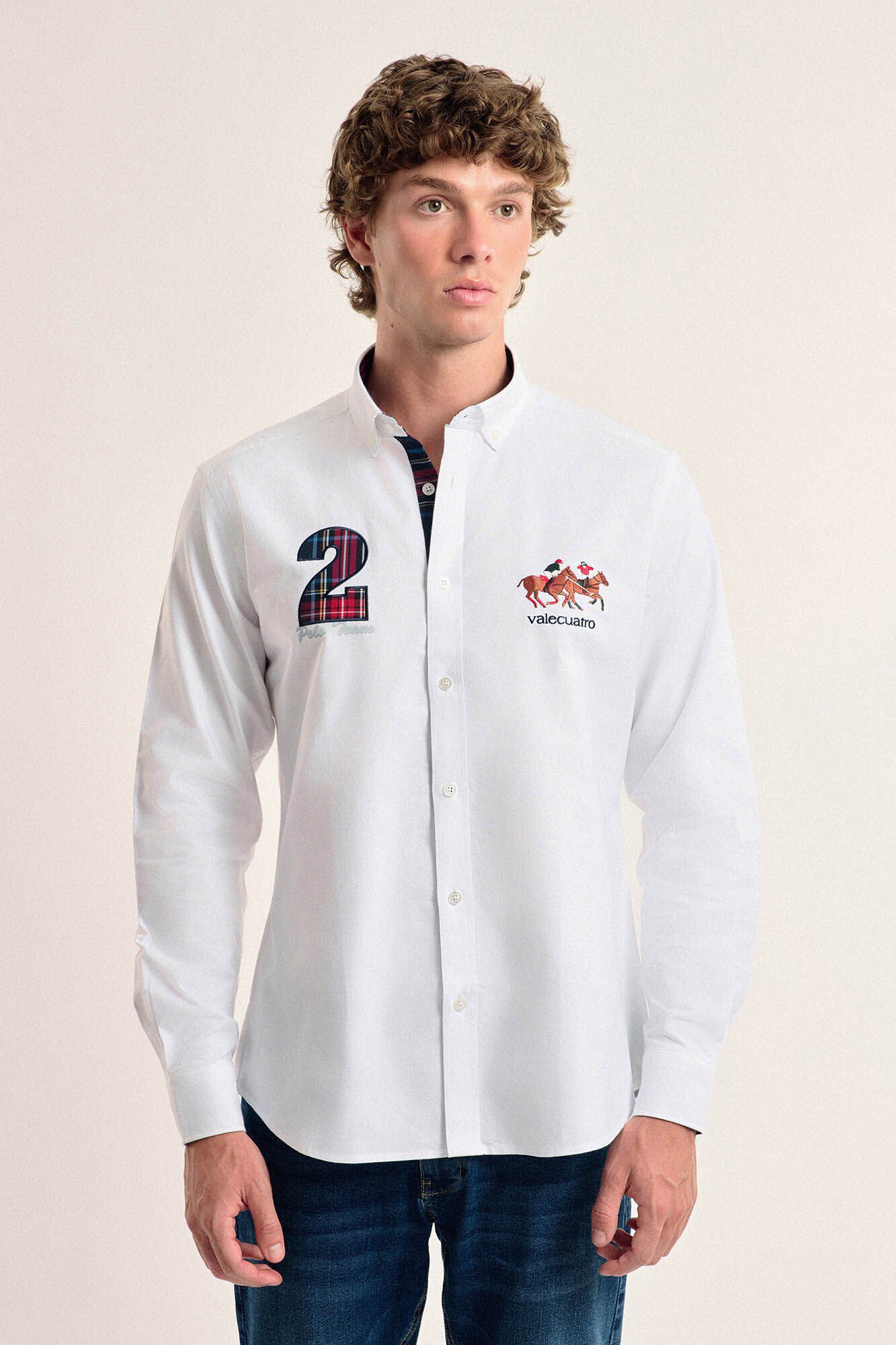 Valecuatro Camisa masculina modelo cavalo branco Valecuatro Branco