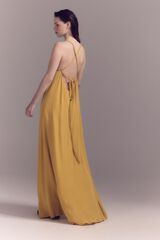 Cortefiel Pleated dress with multiway strap Gold