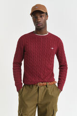 Gant Jersey de algodón con cuello redondo Rojo