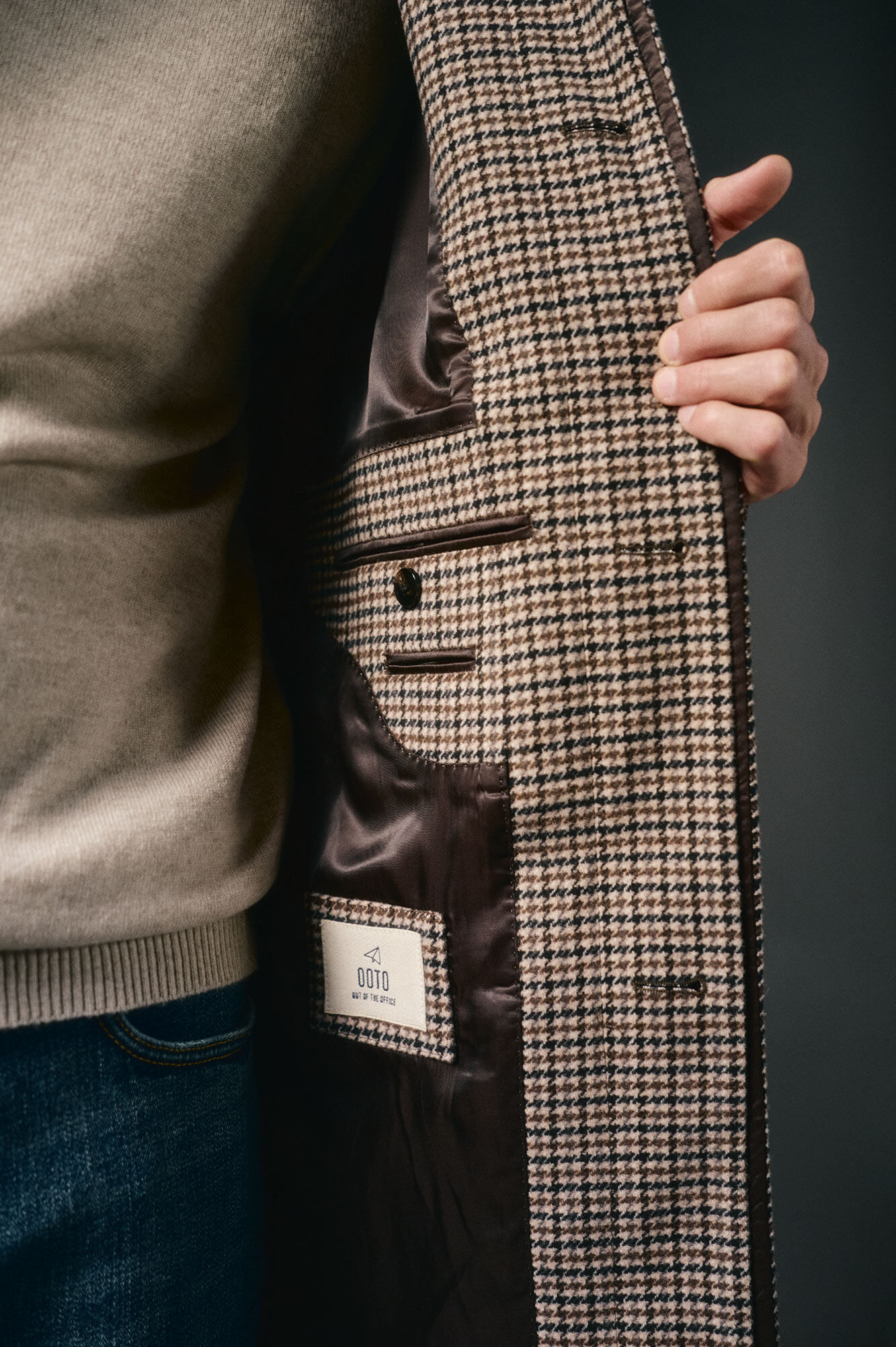 OOTO Abrigo cuadro inglesado Beige