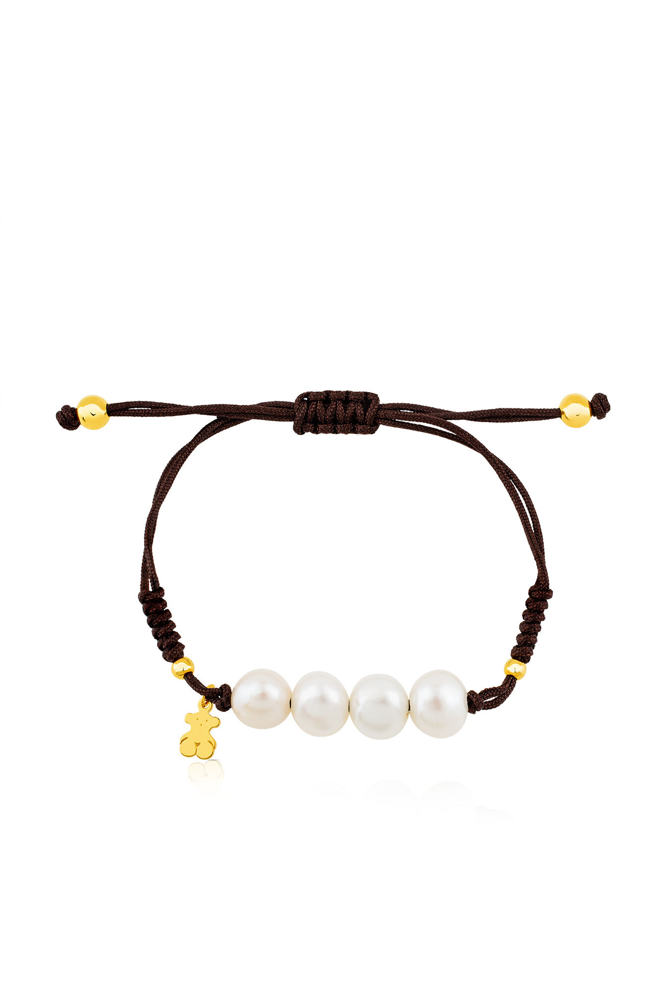 Tous Pulsera con ba&ntilde;o de oro 18 kt sobre plata y perlas cultivadas TOUS Nudos Blanco