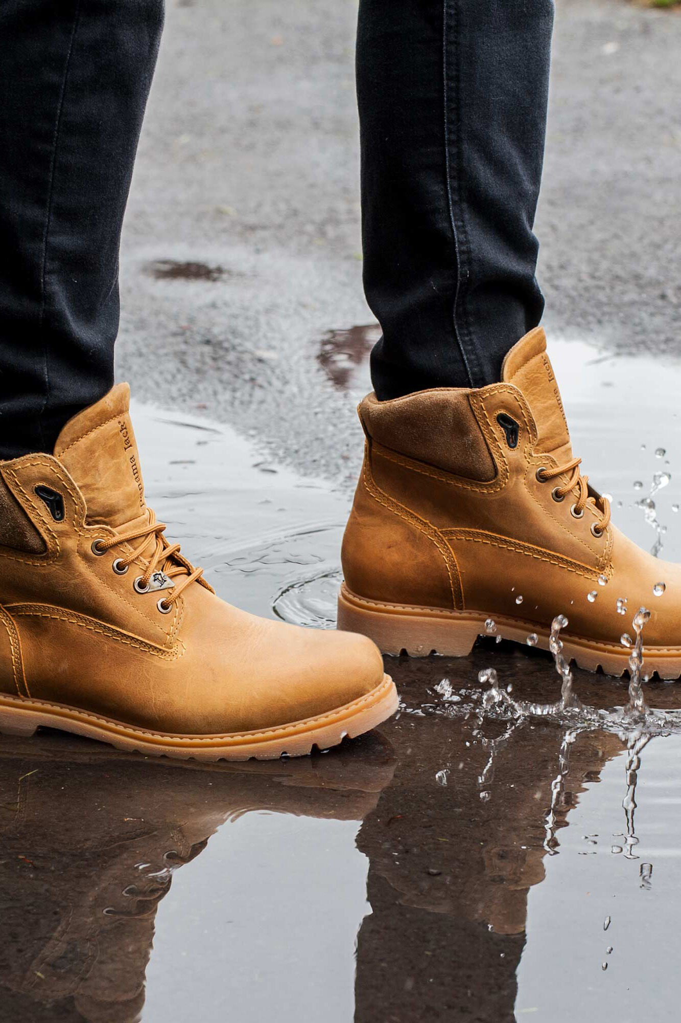 Panama Jack Botim de homem em pele napa Dourado