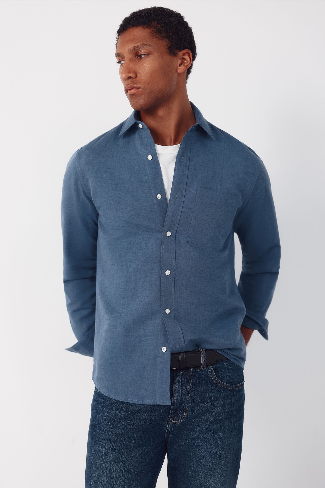 Cortefiel Plain linen cotton shirt