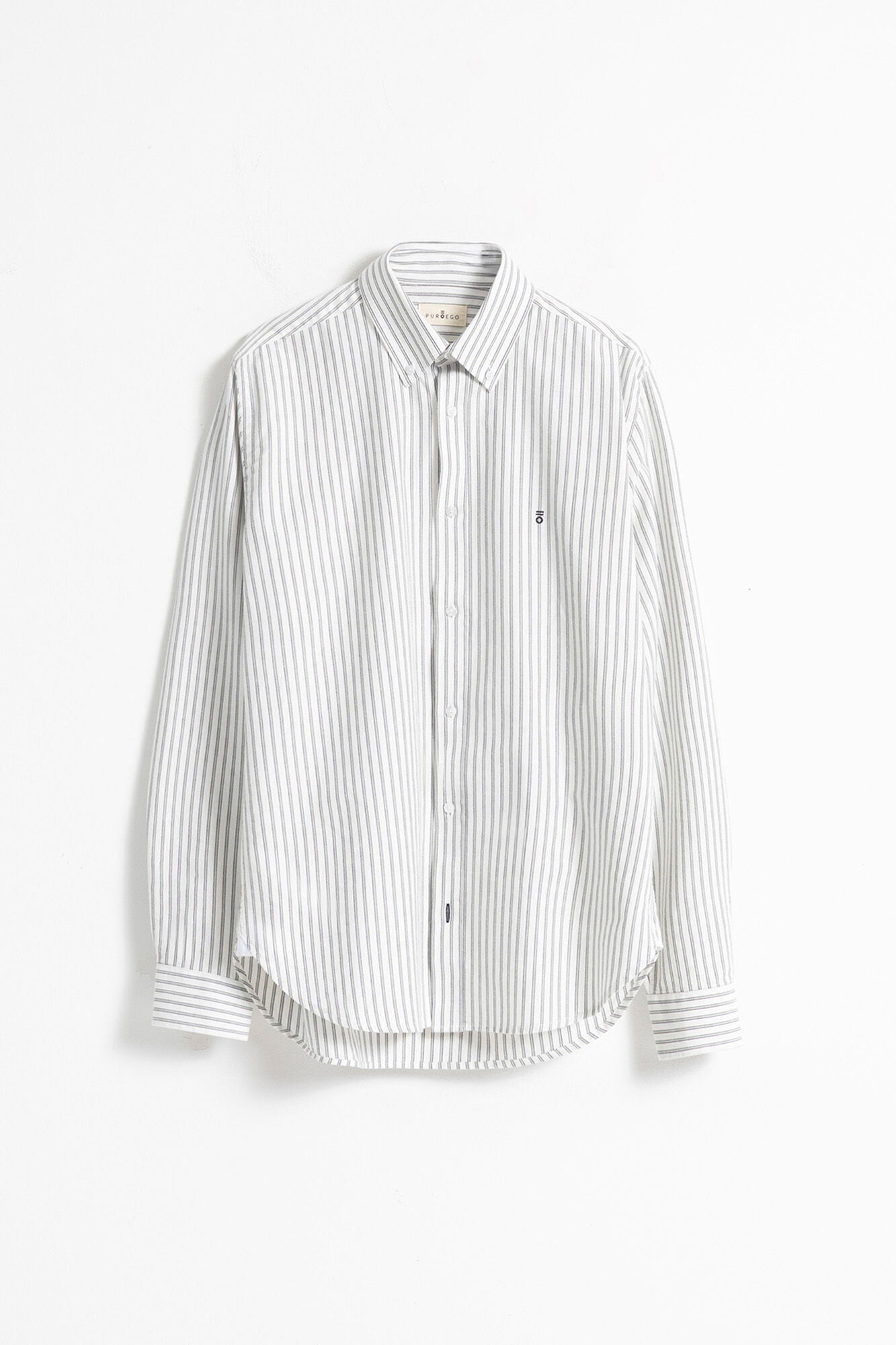 PuroEGO Slim cotton striped oxford shirt Printed white